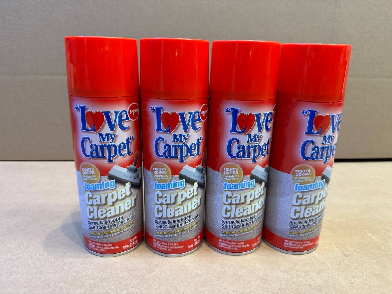Lot Of 4 Foam Carpet Cleaner 12 oz. Heavy Traffic Shampooing Cleaning Spray