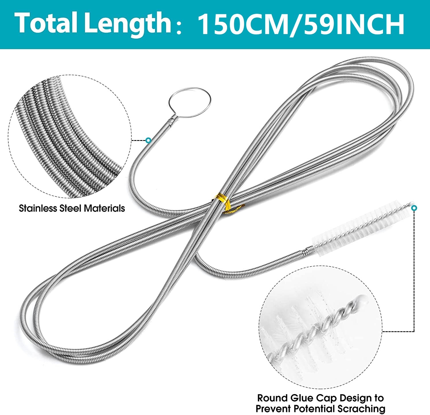 2Pcs Drain Brush Flexible Feeding Tube Brush Slim Cleaning Brush Hose Pipe Brush