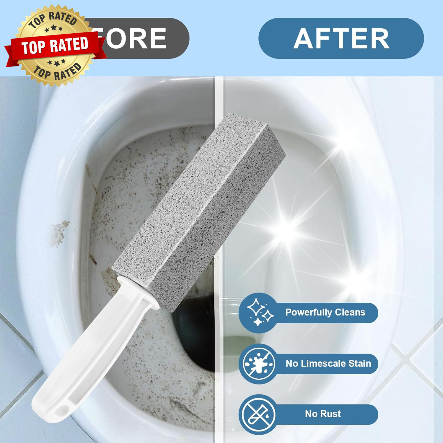 Toilet Pumice Stone with Handle 5 Pack Pumice Stone Toilet Bowl Cleaner, Hard Wa