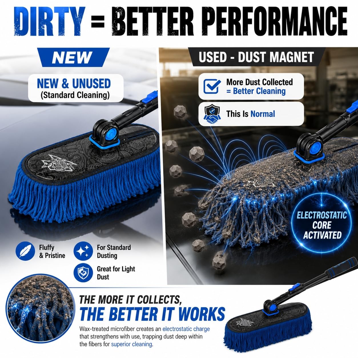 Car Duster Exterior & Interior Duster Aluminum Alloy Extendable Handle and Wa…