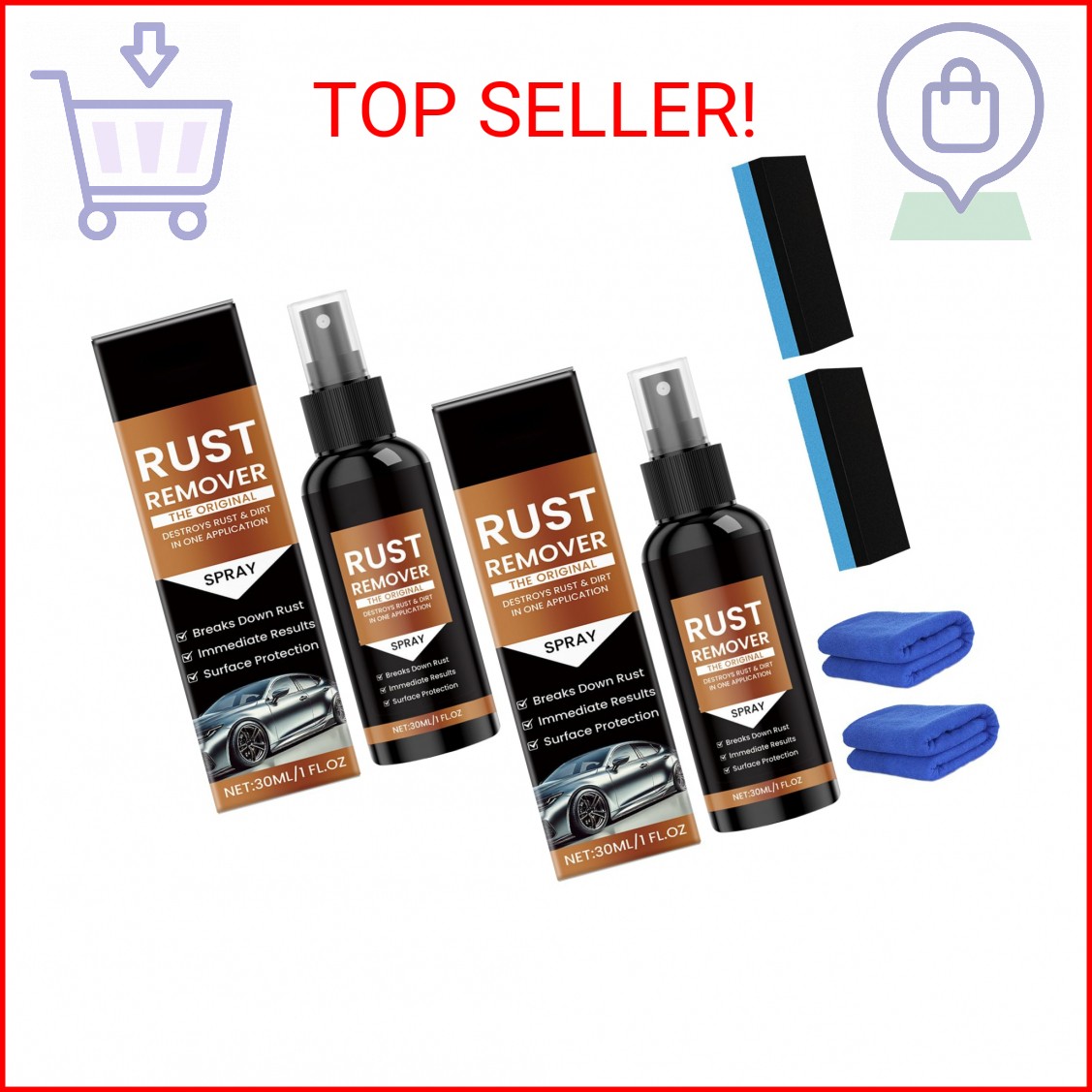 HONGYUNDA 2pcs Nexa Rust Remover Spray, 2025 Upgrade Rust Remover for Metal, Car