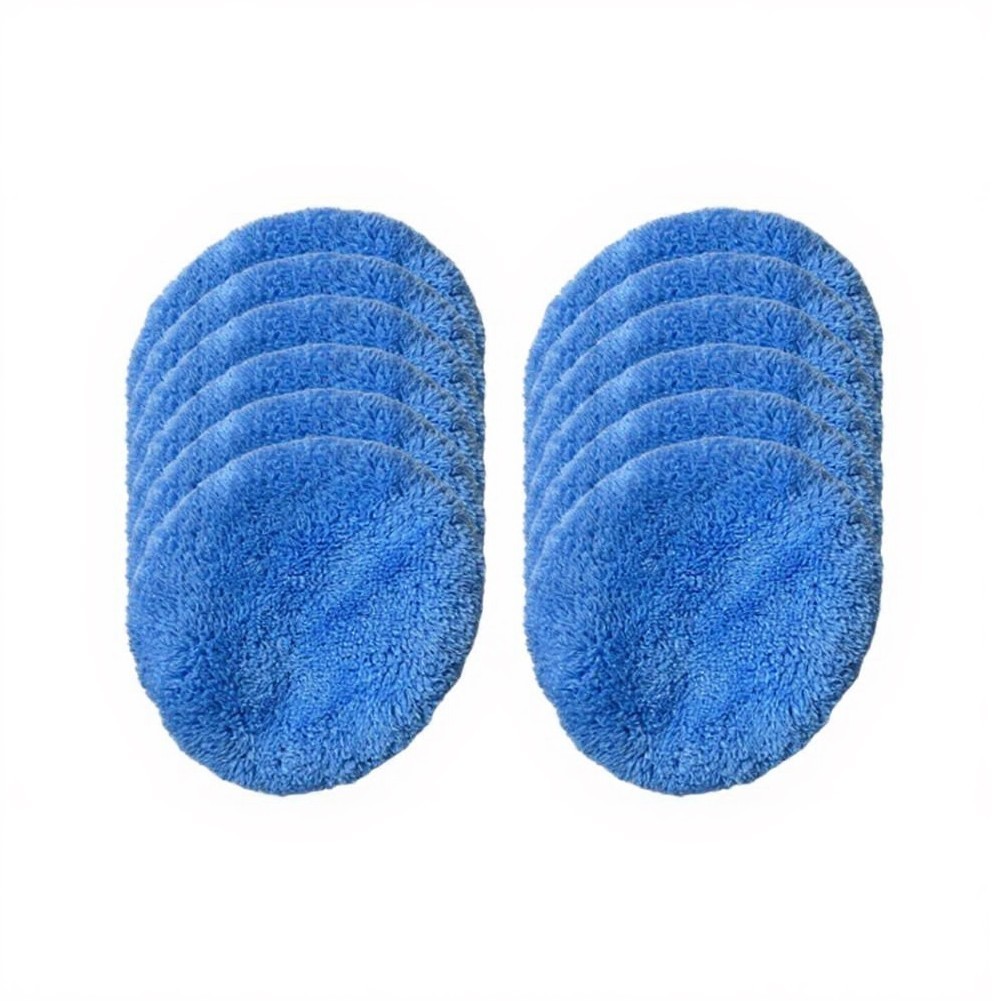 Round For Window Cleaner Robot Replacement Pads Microfiber 12 Pieces Blue