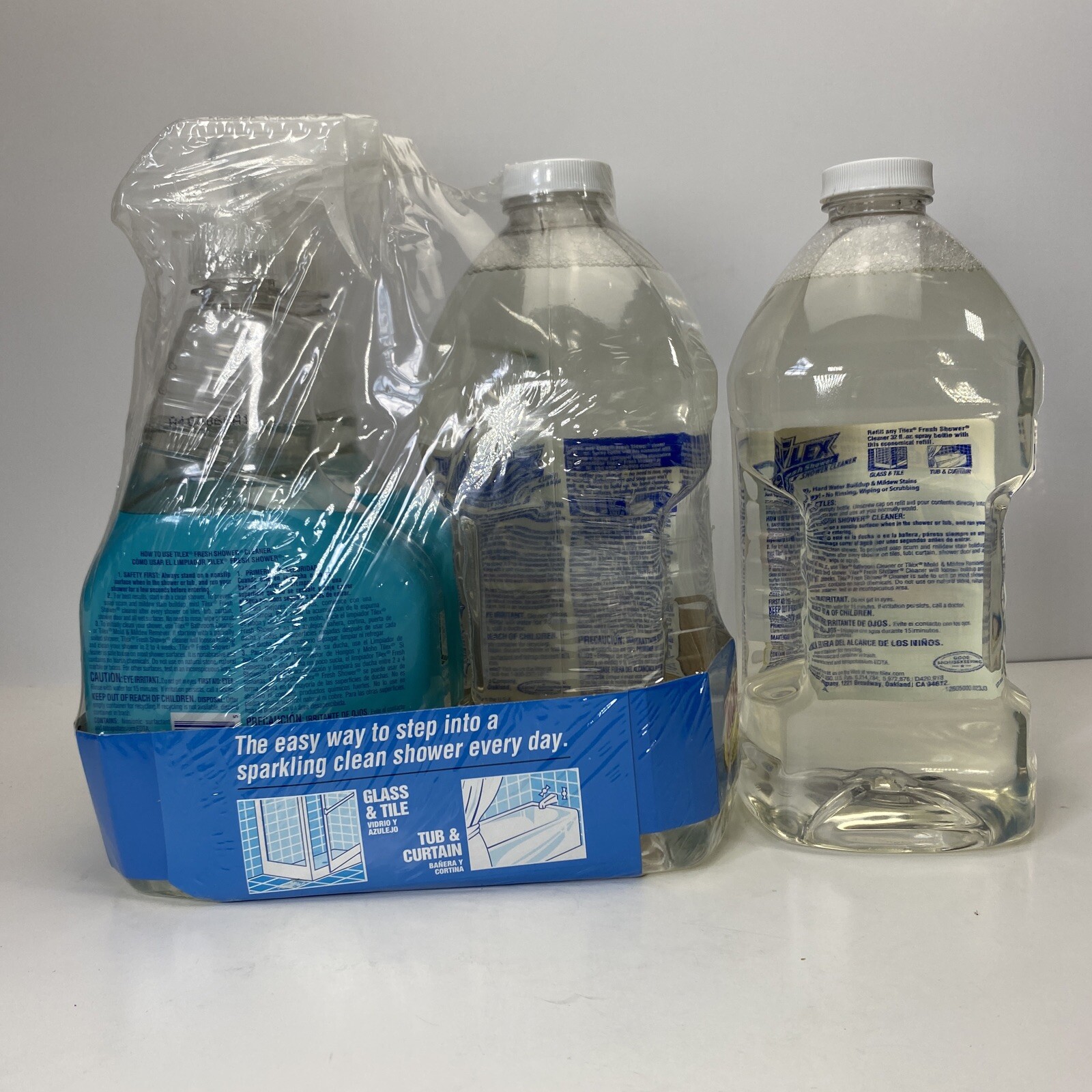 LOT (2) Tilex Shower Cleaner 64 oz Refill Fresh Shower & (2) Large Spray Bottles