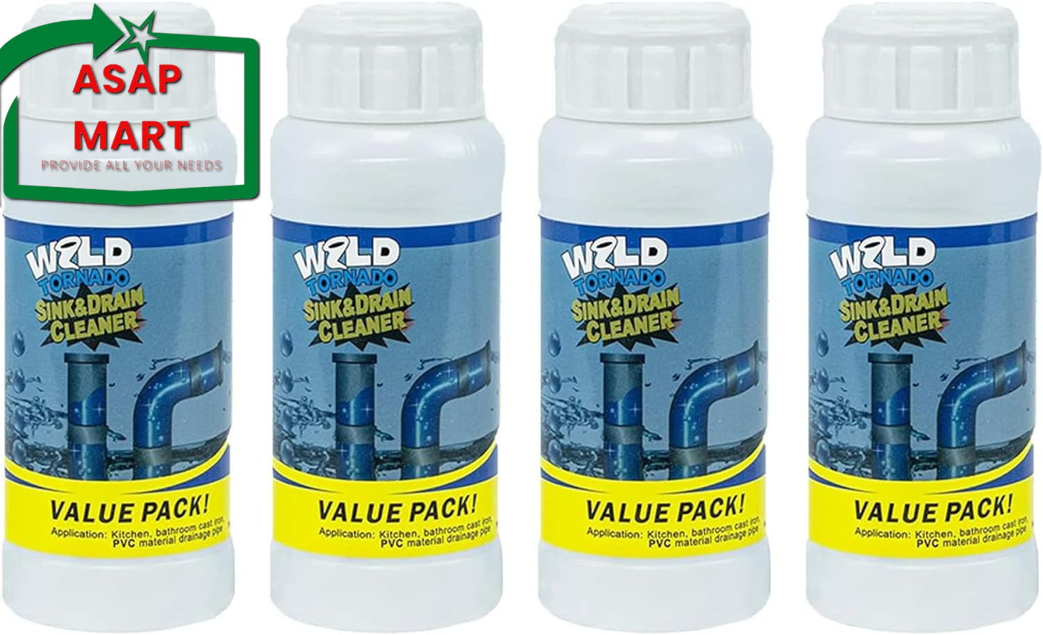 Wild Tornado Pipe Dredge, Powerful Sink and Drain Cleaner Powder, Fast Foaming D