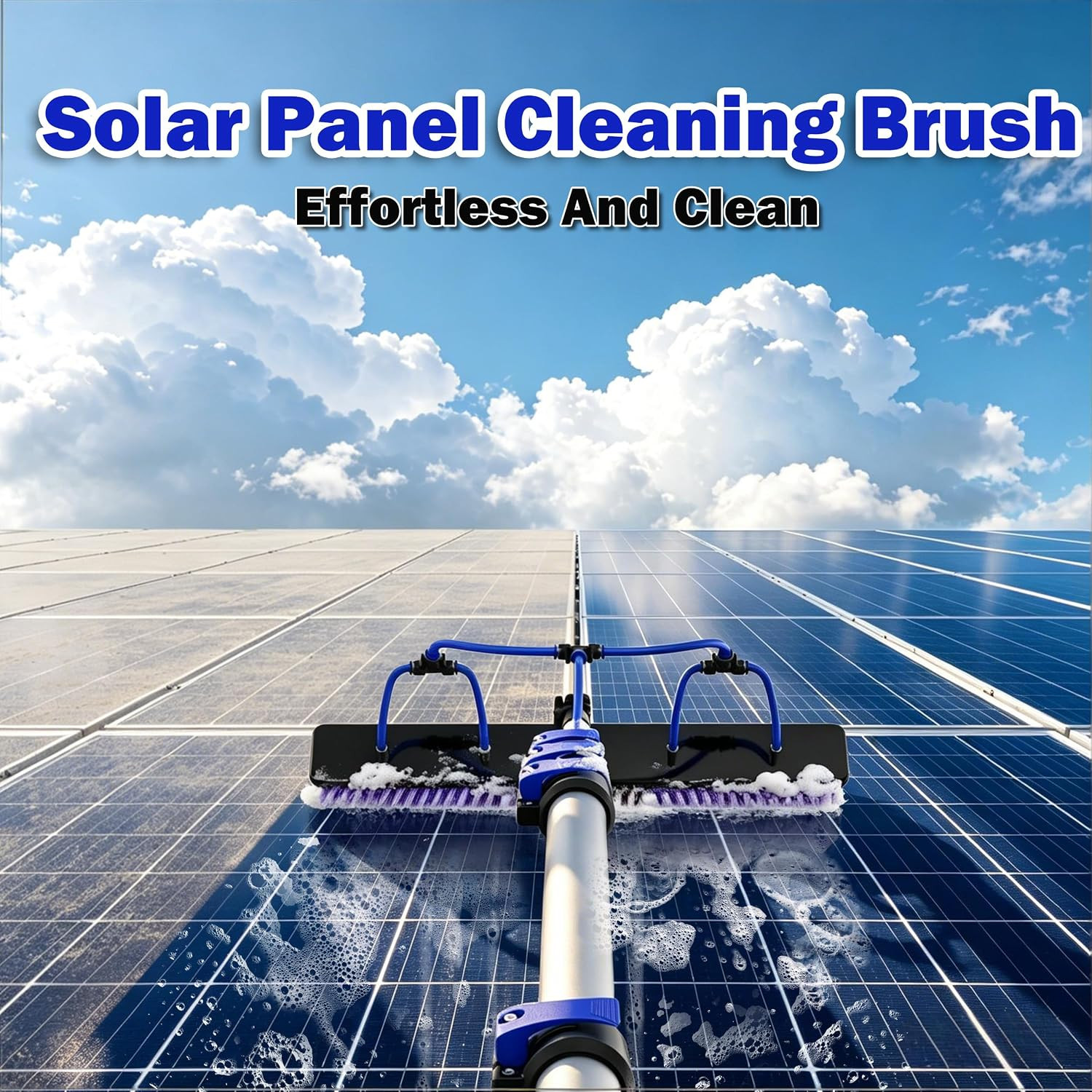 30FT Reach Solar Panel Cleaning Brush Kit with 5-24FT Telescoping Pole, 40FT Hos