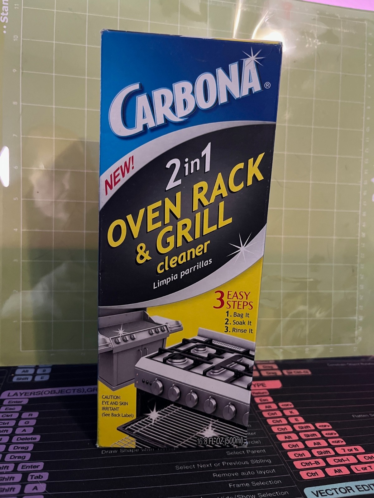 Carbona 2 In 1 Oven Rack & Grill Cleaner 16.8 oz With Bag & Gloves