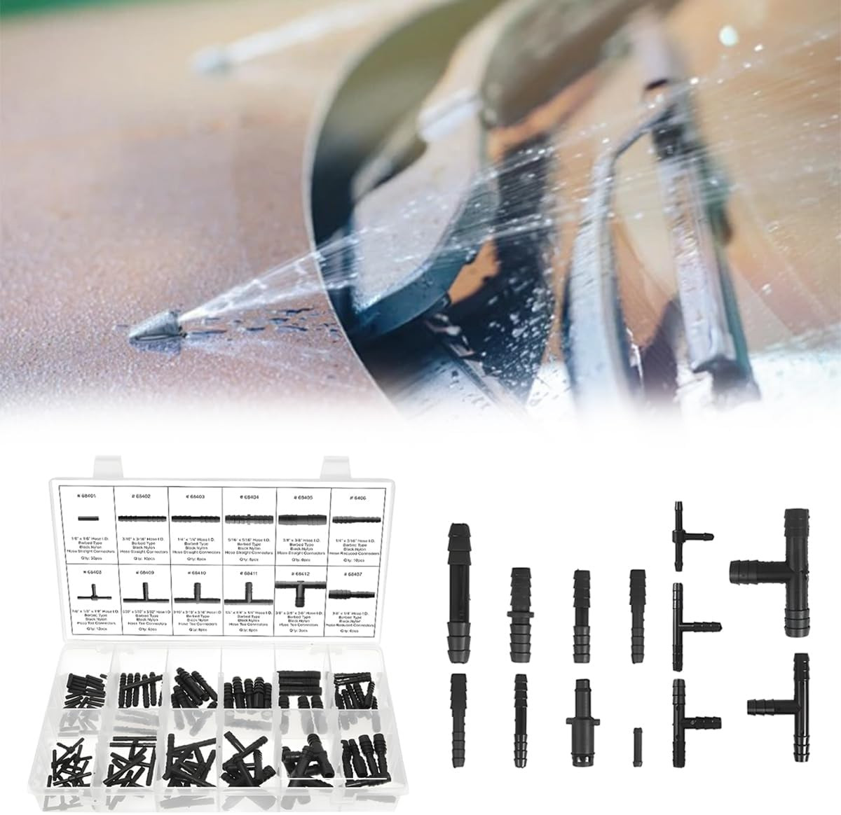Car Vacuum Line Connector Kit Heat Resistant Reducer Vehicle Universal Fit 113PC