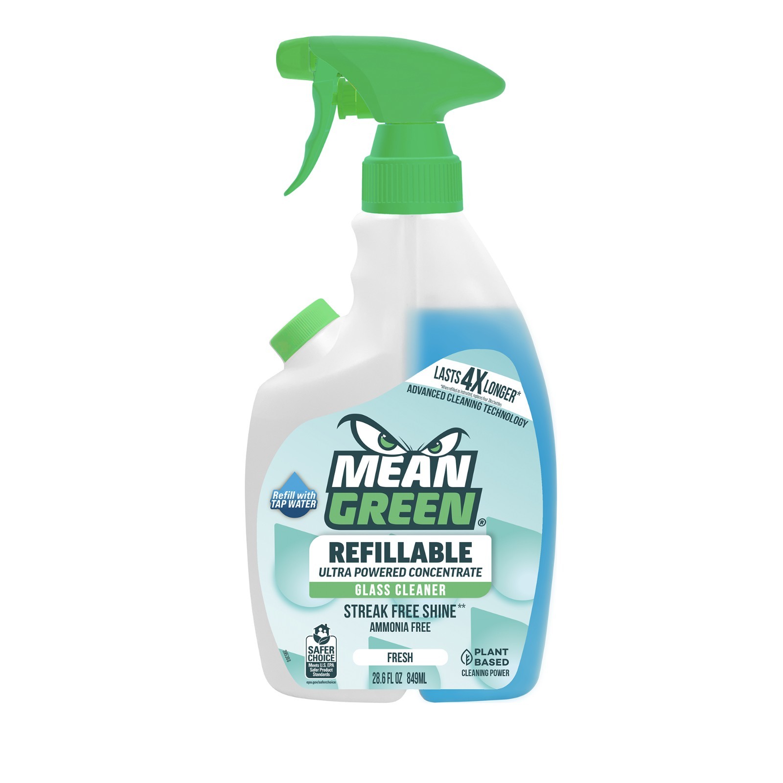 Mean Green Refillable Ultra Powered CONCENTRATE Glass Cleaner Fresh 28oz