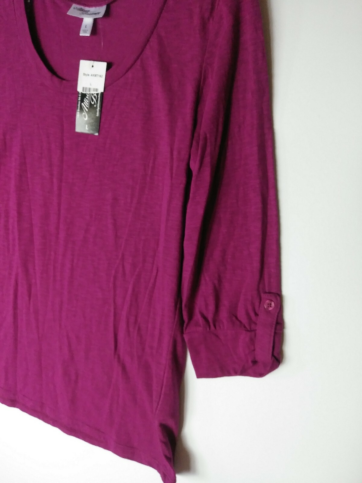 ALLISON BRITTNEY SIZE LARGE TOP SHIRT BERRY NWT AKMT162 COTTON & POLY WASH COLD