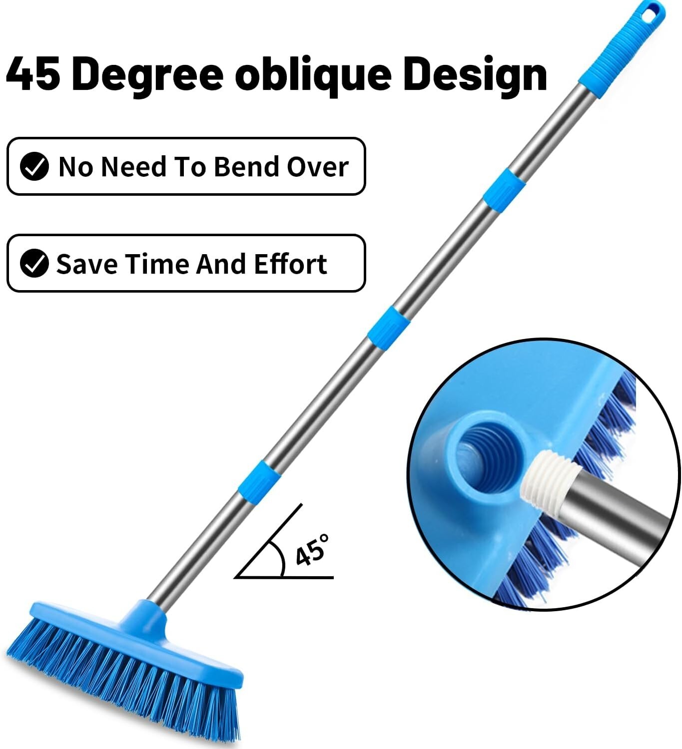 Cepillo Para Fregar Pisos con Mango Ajustable 57″ Cerdas Duras Baño Cocina Patio