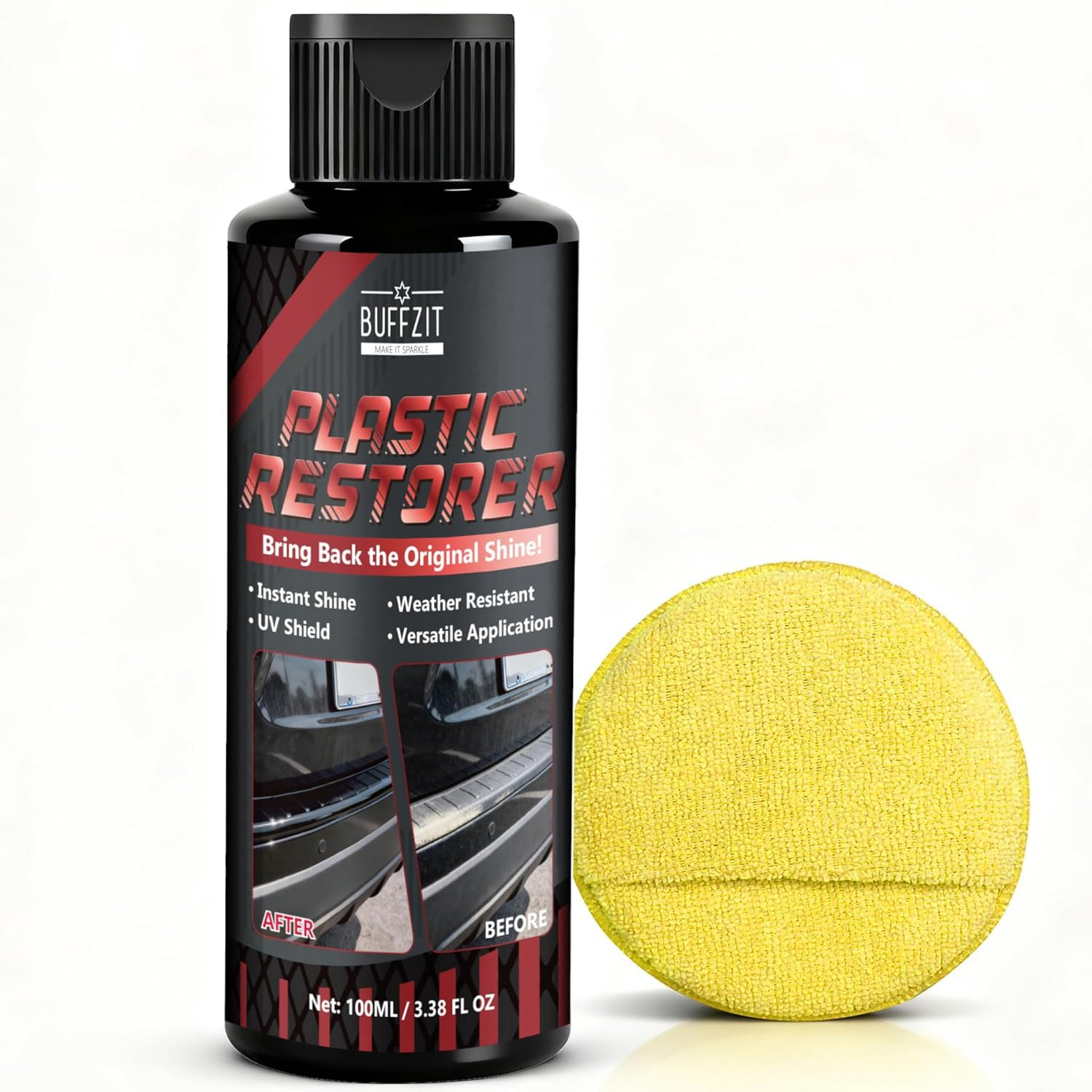 Plastic Restorer for Cars, Black Trim Restorer for Faded Plastic, Vinyl & Rubber