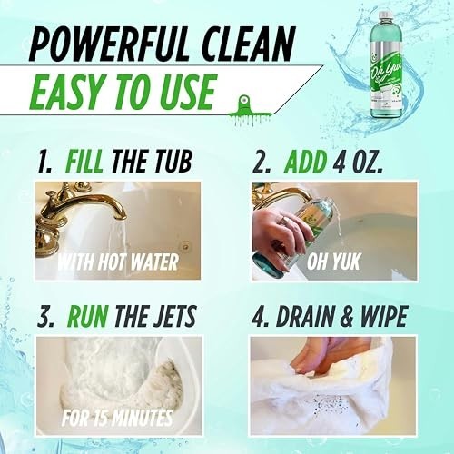 Jetted Tub Cleaner 16 oz Liquid Deep Clean 4 Uses Bathtub Jacuzzi Whirlpool