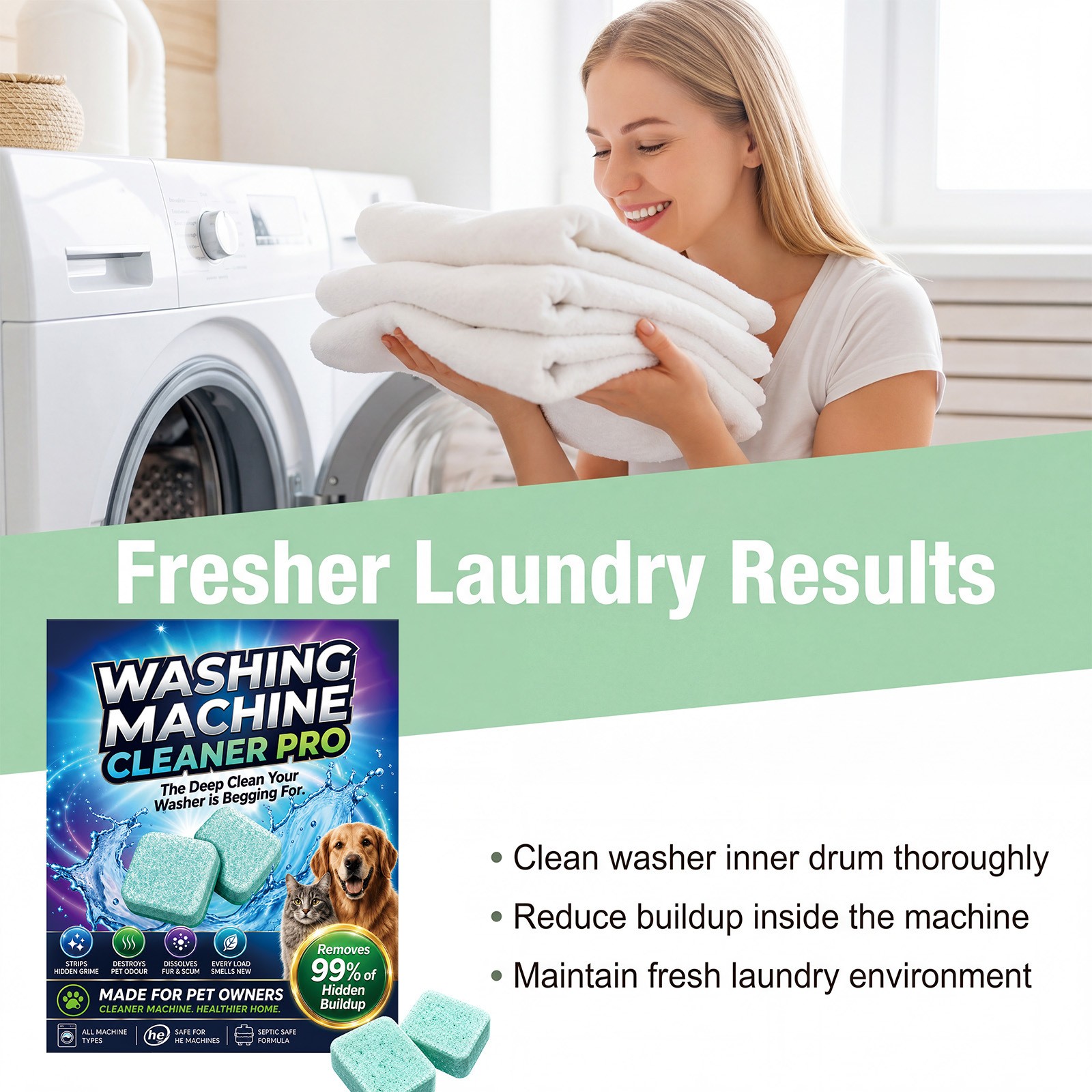 Washing Machine Cleaner Pro, Prime Drum Washing Machine Cleaner 12 TABLETS