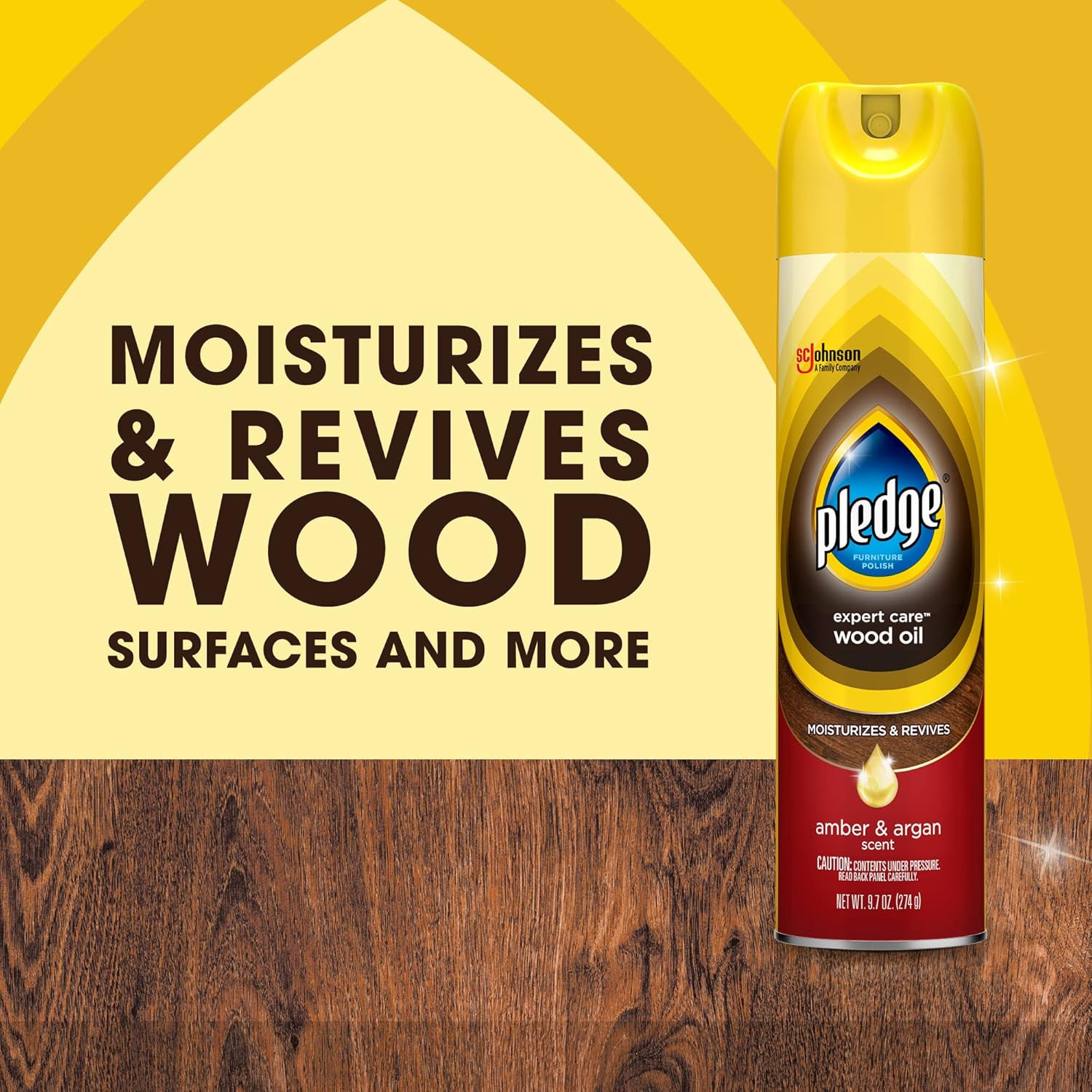 Moisturizing Wood Oil, Furniture Reviving Spray, Amber & Argan Scent, 9.7Oz