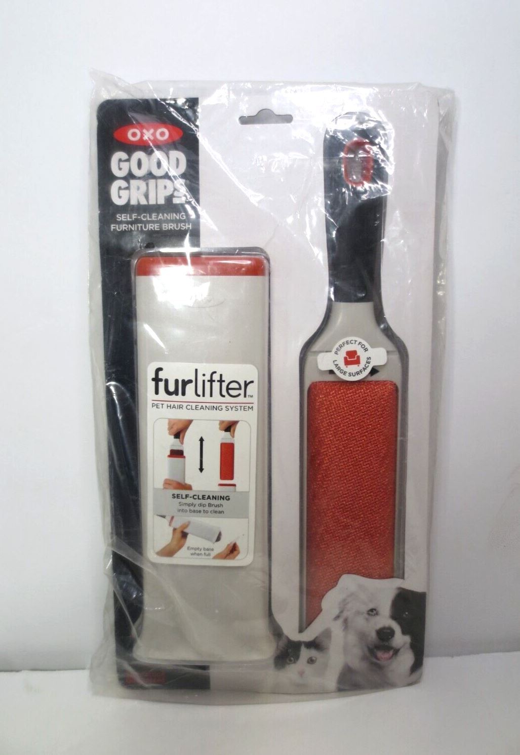 OXO GOOD GRIPS SELF-CLEANING FURNITURE BRUSH FUR LIFTER SYSTEM -BOXED IN PLASTIC