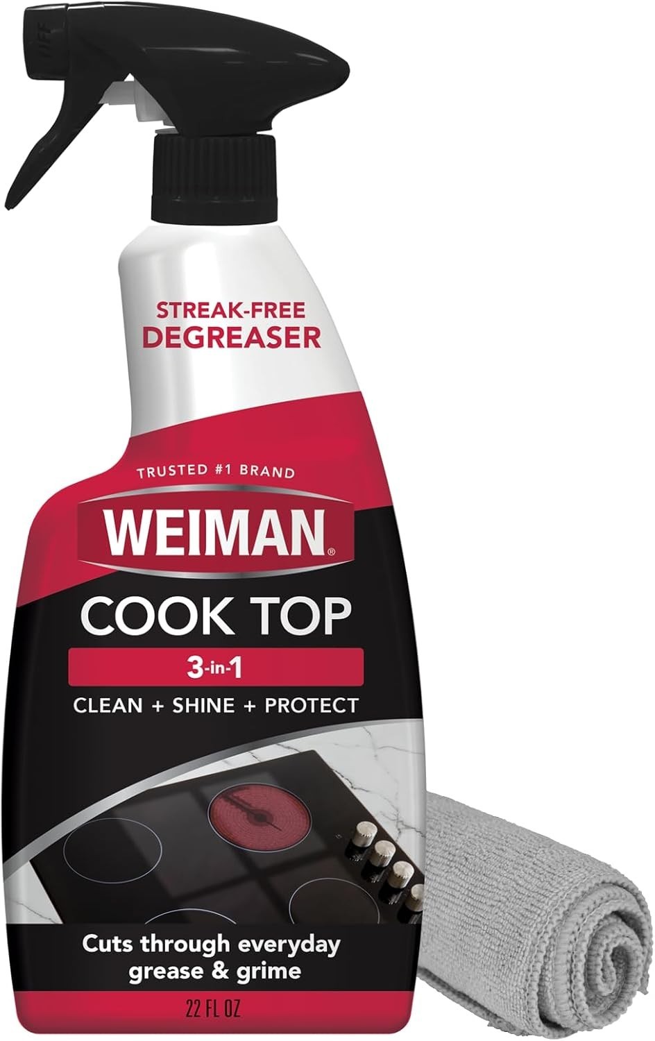 22oz Natural Cooktop Cleaner for Glass & Ceramic – Includes Microfiber Cloth