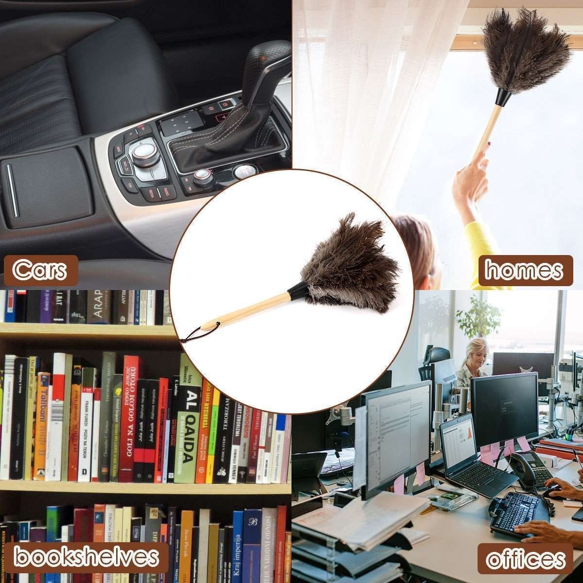 1-5pcs Ostrich Feather Duster Durable Dust Collecting Cleaning Tool In Wool Shop