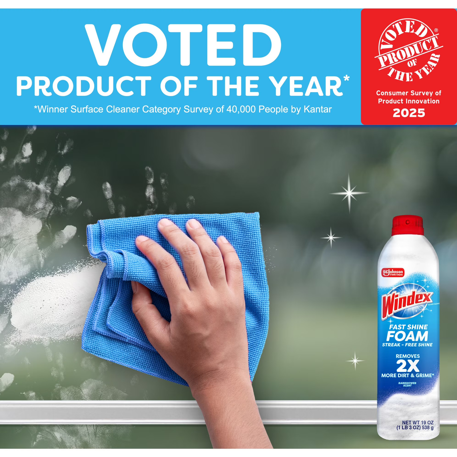 Fast Shine Foam Glass Window Mirror Cleaner NoDrip Aerosol