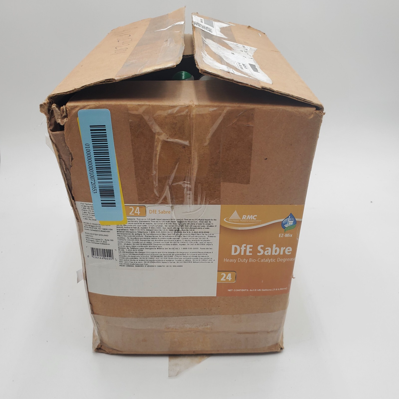 Case of 4 1/2 Gal DFE Sabre Heavy Duty Bio-Catalytic Degreaser Cleaner + Sprayer