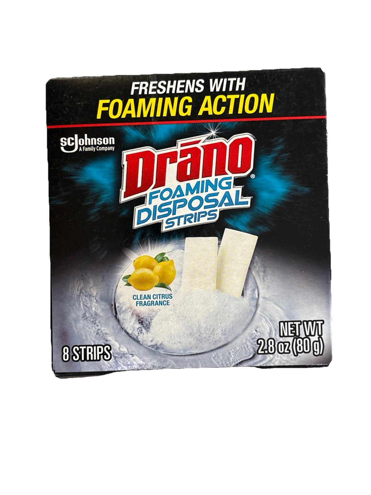 (2) NEW Drano Foaming Disposal Strips Clean Citrus Fragrance 16 Total Strips