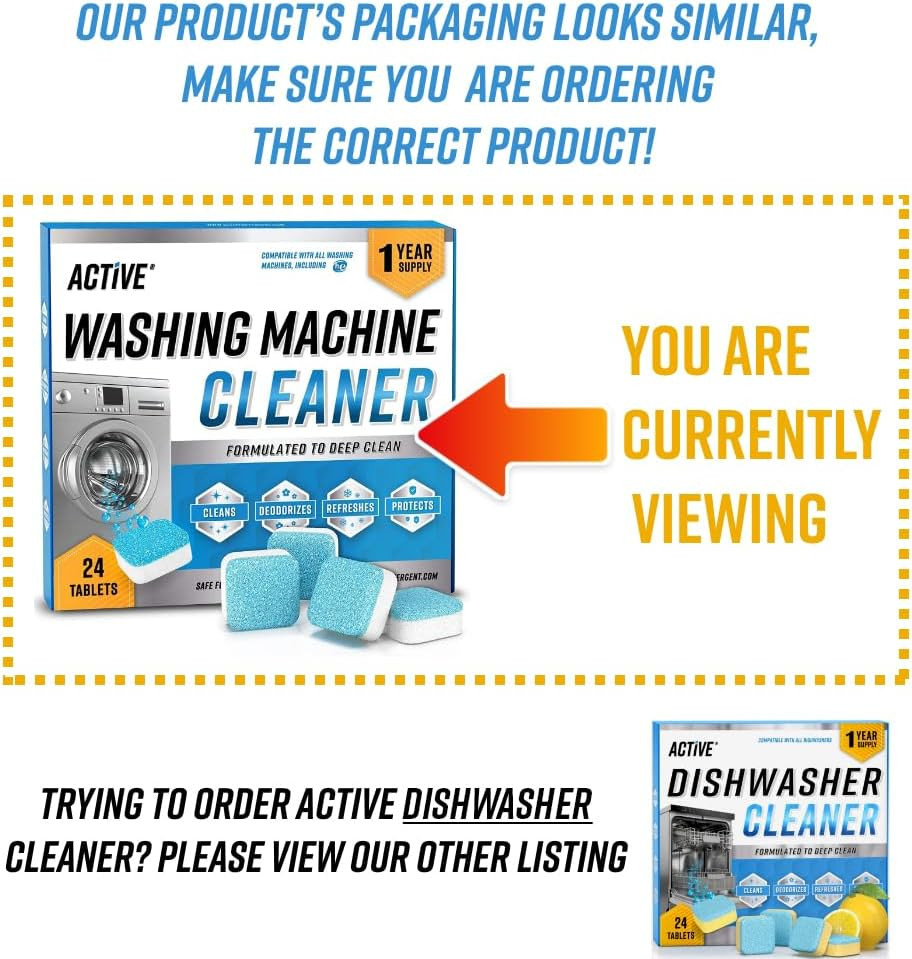 Washing Machine Cleaner Descaler 24 Pack – Deep Cleaning Tablets for HE Front L