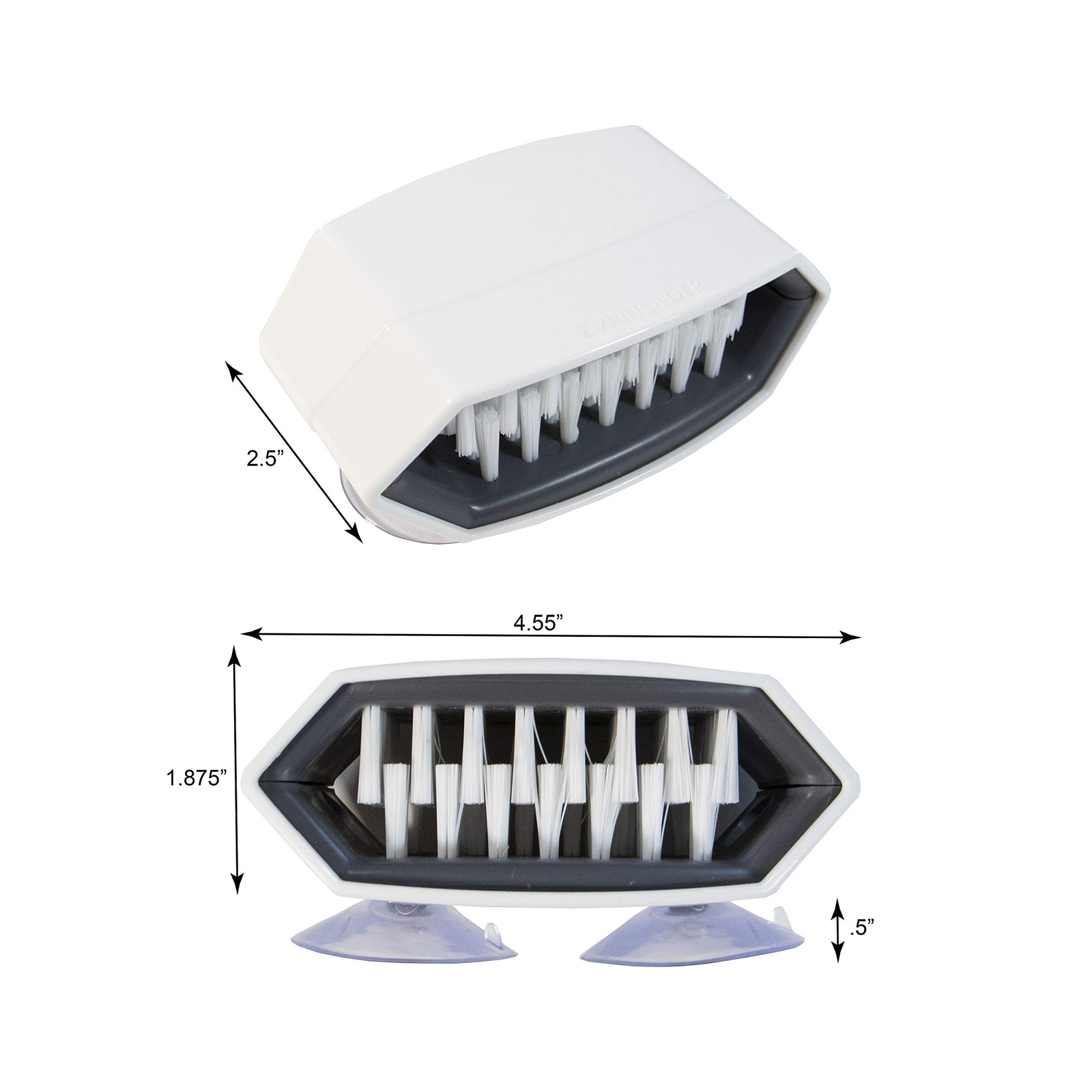 Cutlery Cleaner Brush Suctioned Insink Silverware Scrubber Nonscratch Bristles E