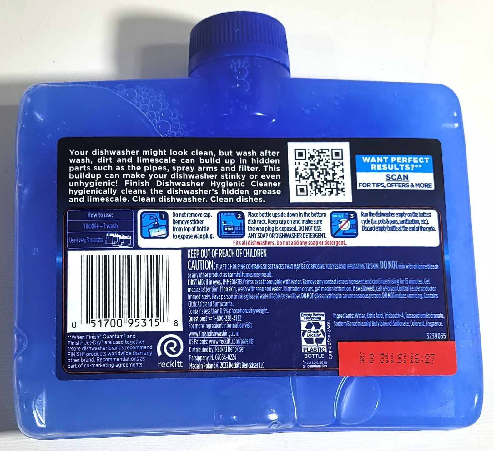 2 X Finish Dual Action Dishwasher Cleaner Fight Grease Limescale Fresh 8.45oz