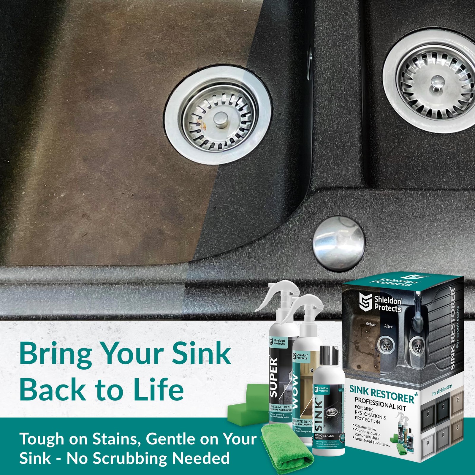 Shieldon Protects Sink Restorer Kit – 3-Step System: Heavy Duty Kitchen Sink …