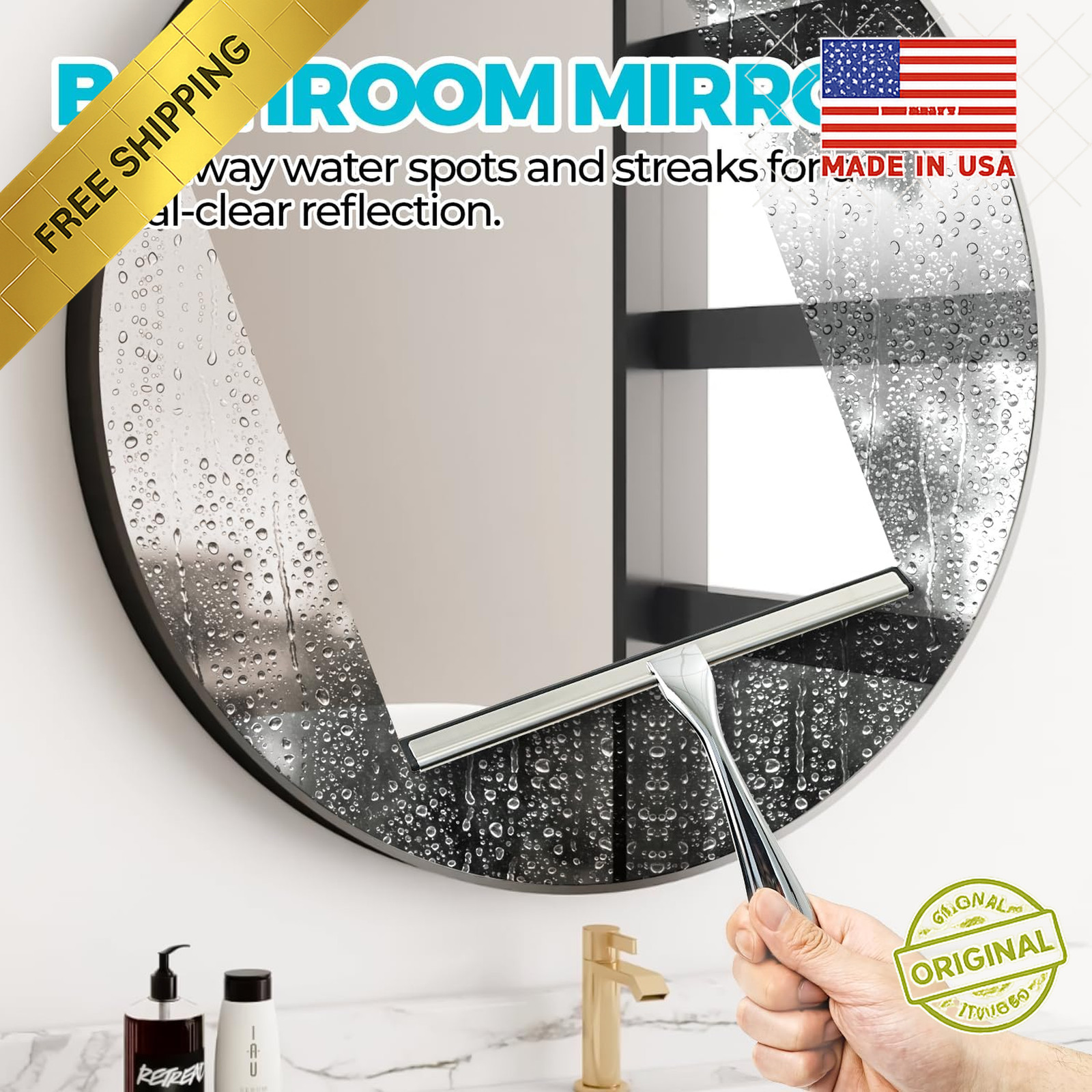 2 Pack 10in Shower Squeegee Stainless Steel Glass Window Cleaner Silver