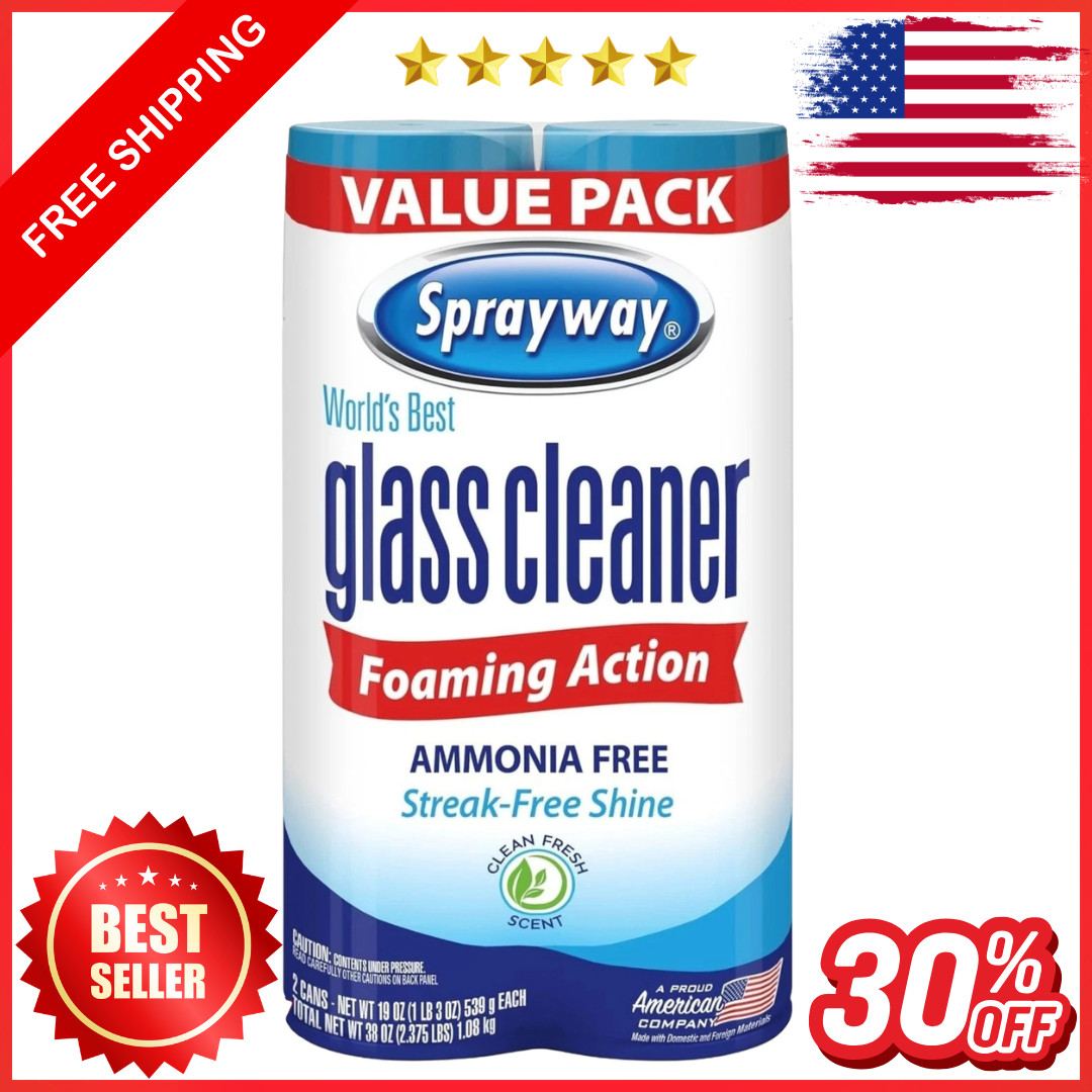 Sprayway Foaming Glass Cleaner 2 Pack Ammonia Free Streak Free Shine 19oz Value