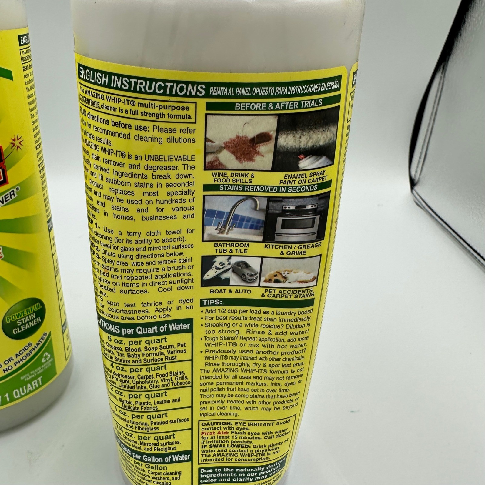 2 Pack Amazing Whip-It Multi-Purpose Cleaner Concentrate Eucalyptus 32oz Bottles