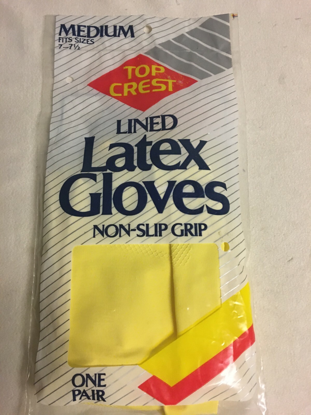 Top Crest Lined Non-Slip Grip Latex Gloves Size Medium 7-7 1/2 NIP!
