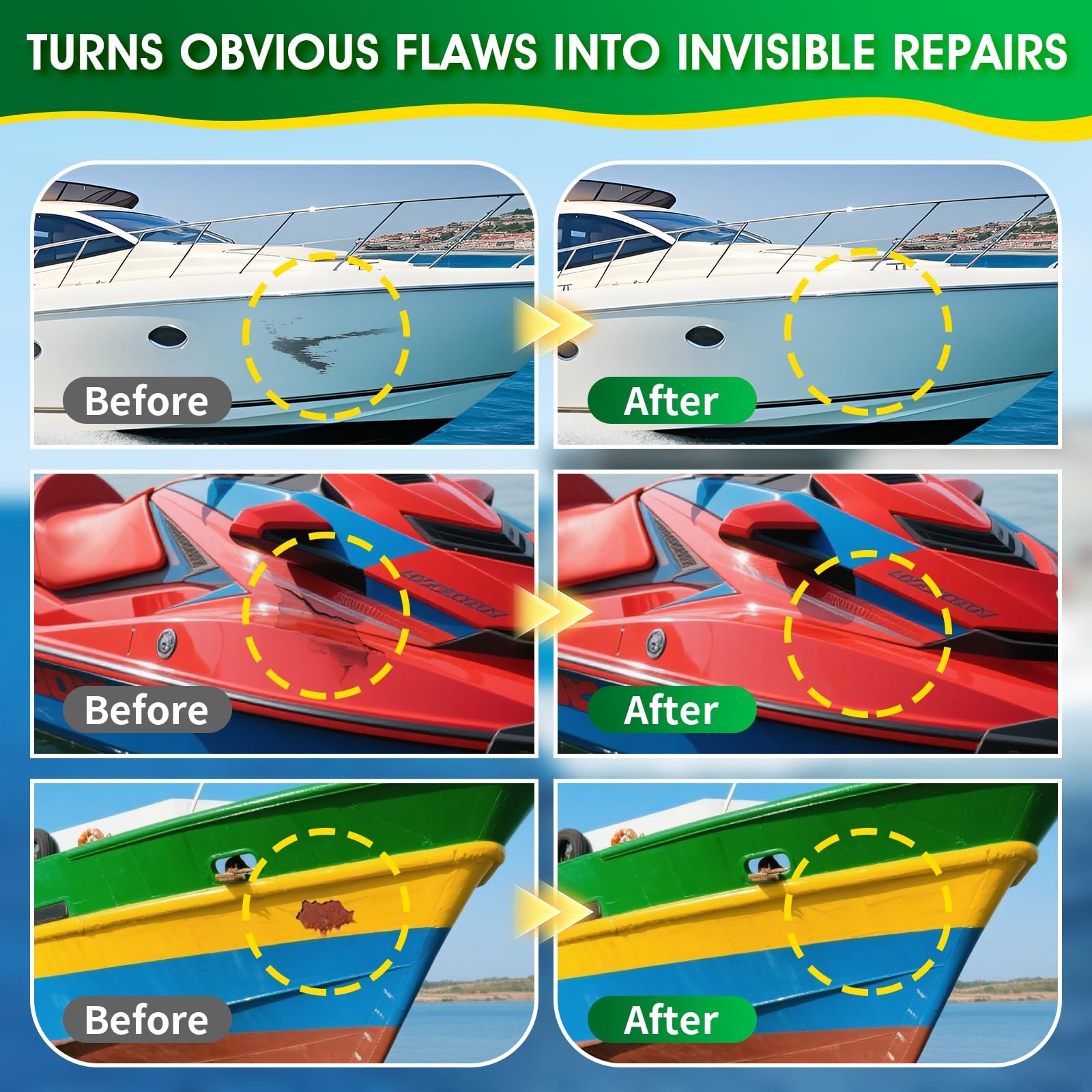 Marine Fiberglass Repair Kit, 4.2 oz Gel Coat Repair Kit for Boats, Fiberglas…