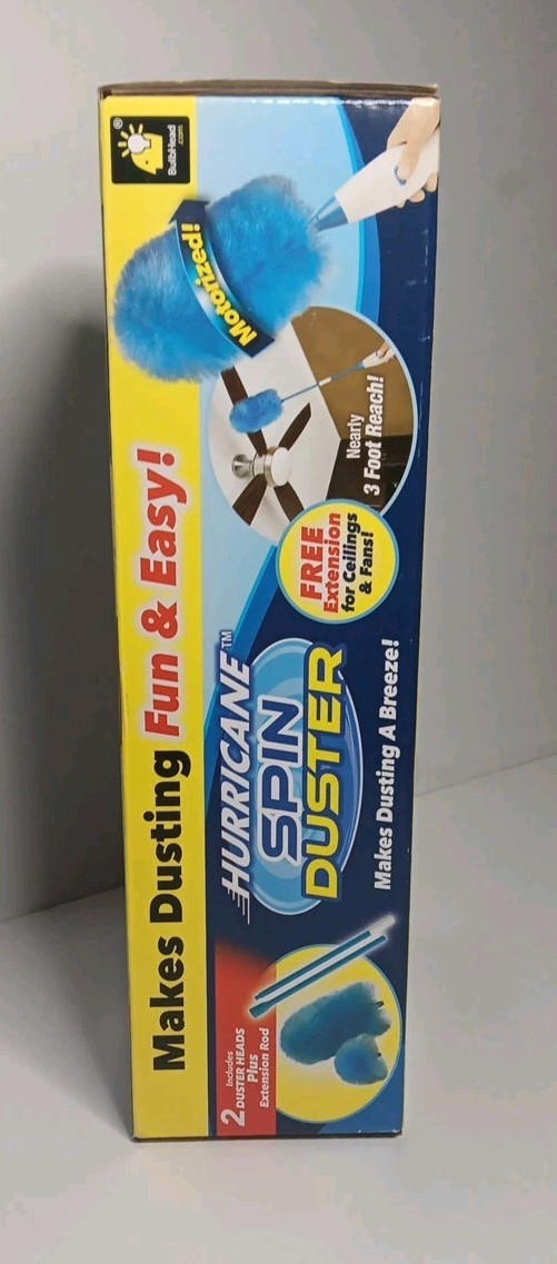 New Hurricane Spin Duster Motorized Dust Wand w/3ft Extension For Ceiling Fans