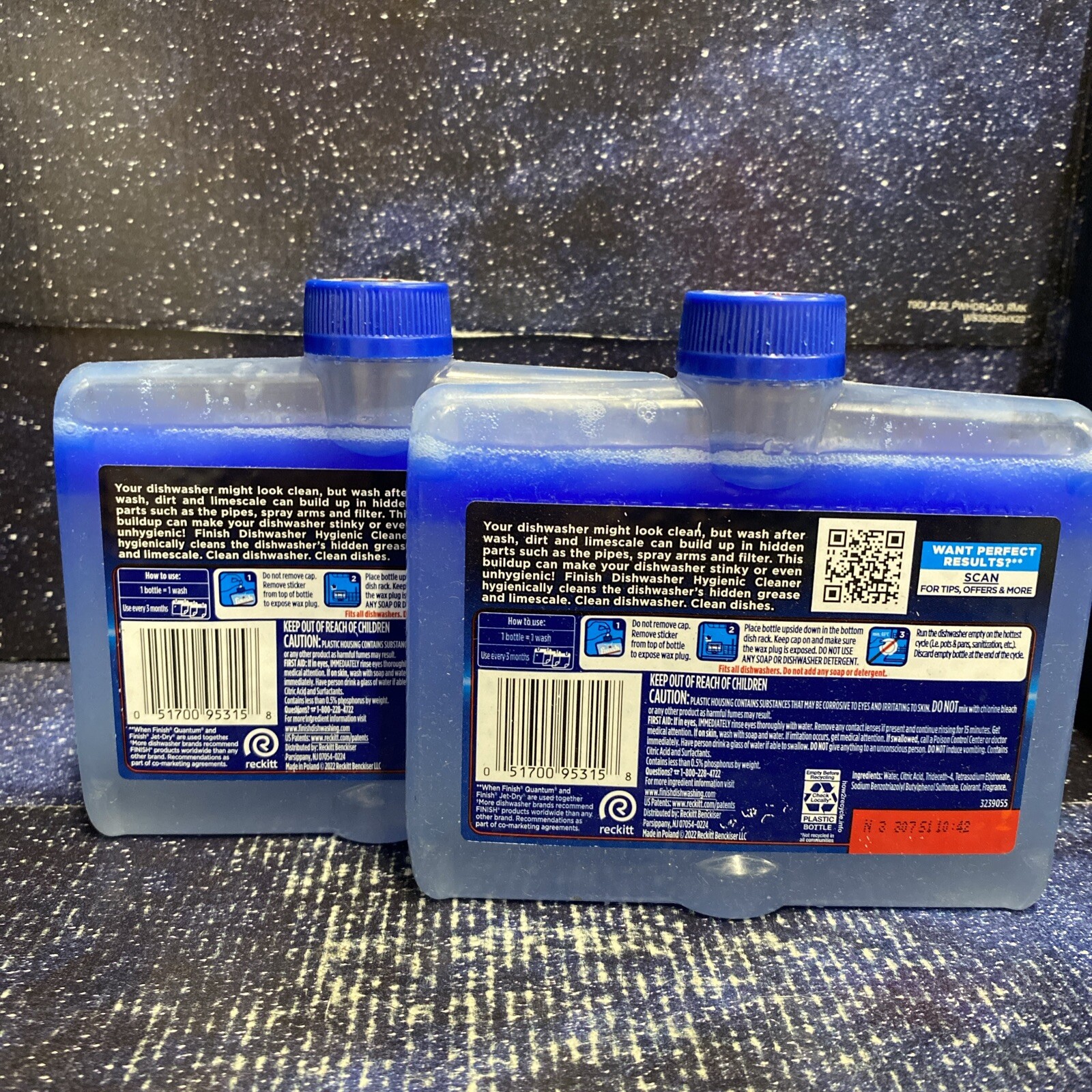 2 X Finish Dual Action Dishwasher Cleaner Fight Grease Limescale Fresh 8.45oz
