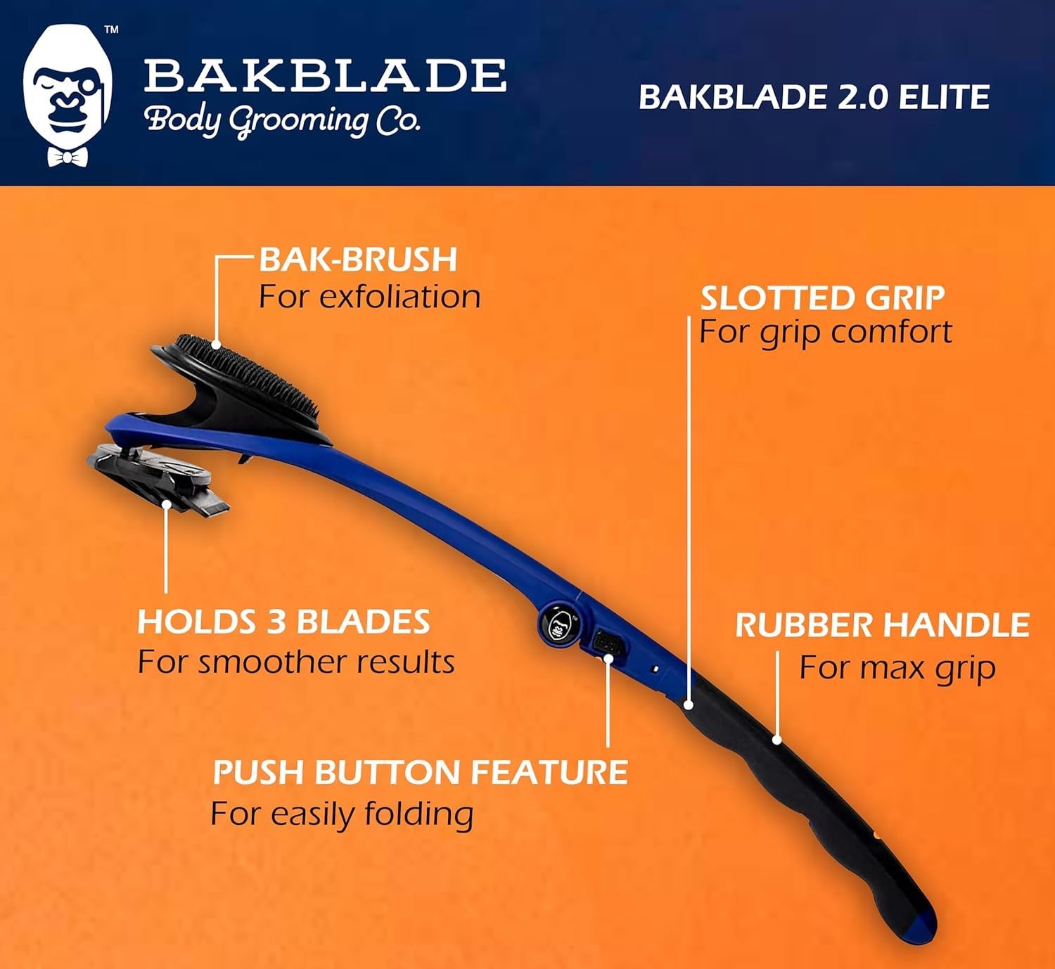 baKblade 2.0 Elite Back Shavers for Men: The DIY Back Hair Shaver for Men with