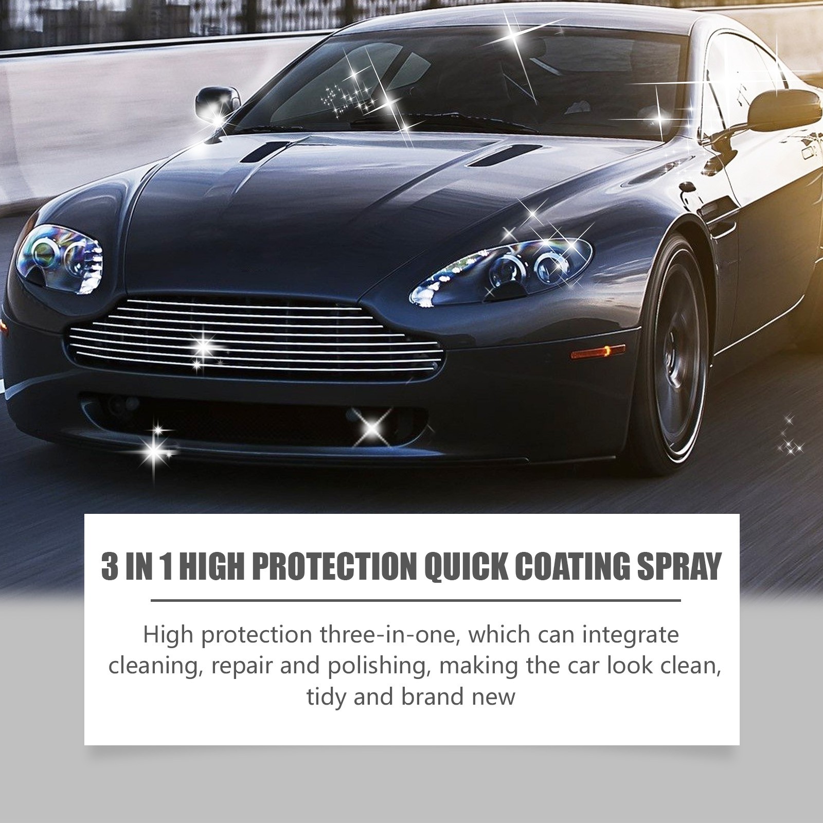 3-in-1 Ceramic Coating Spray – Hydrophobic Paint Sealant, Gloss Enhancer for Car