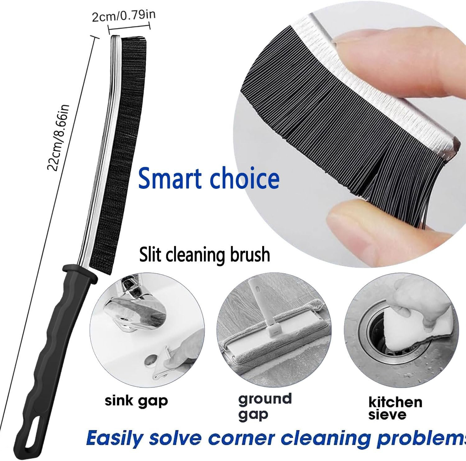 Crevice Cleaning Brush Set, Hard Bristle Gap Cleaning Tool, Ultra-Fine Nylon Dee