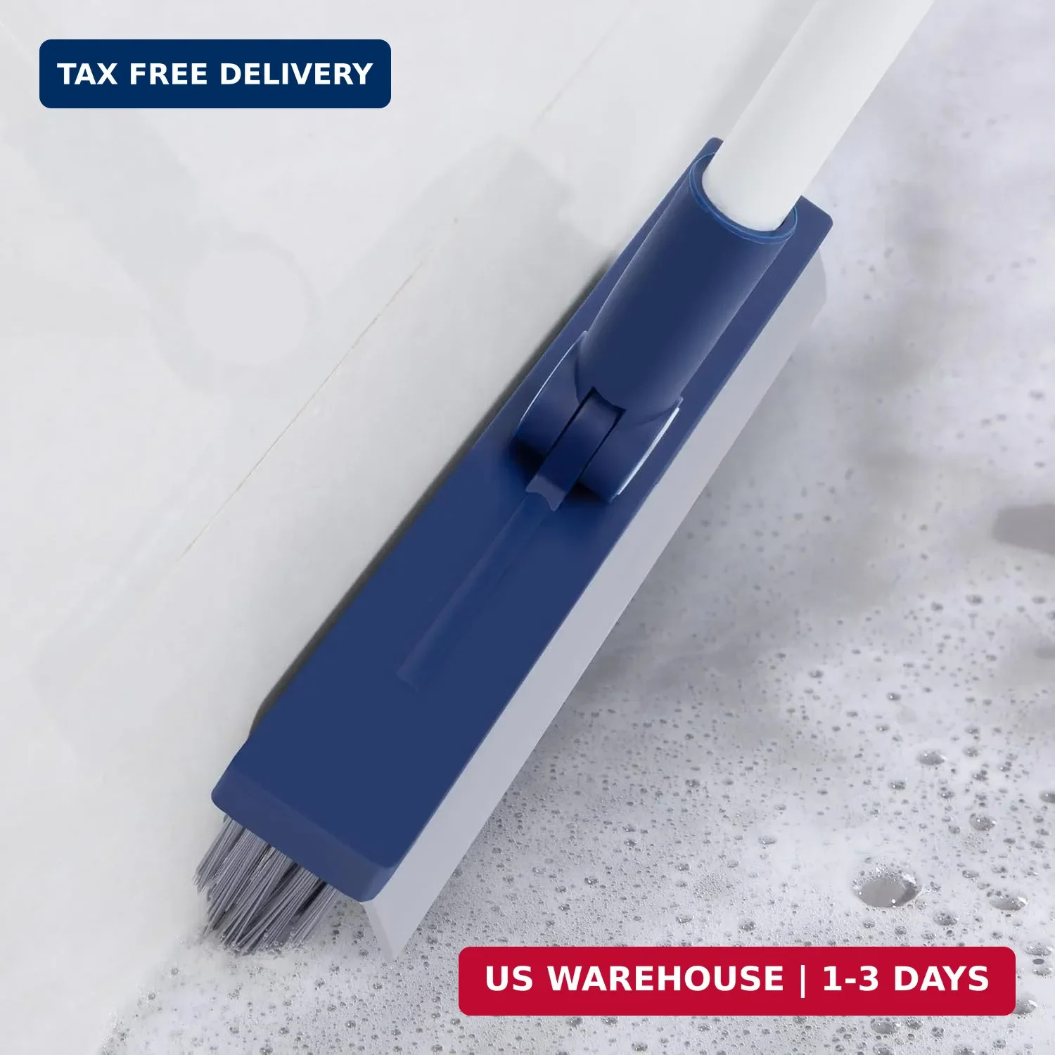 Long Handle Floor Cleaning Brush, 2-in-1 Hard Bristle Grout Scrubber