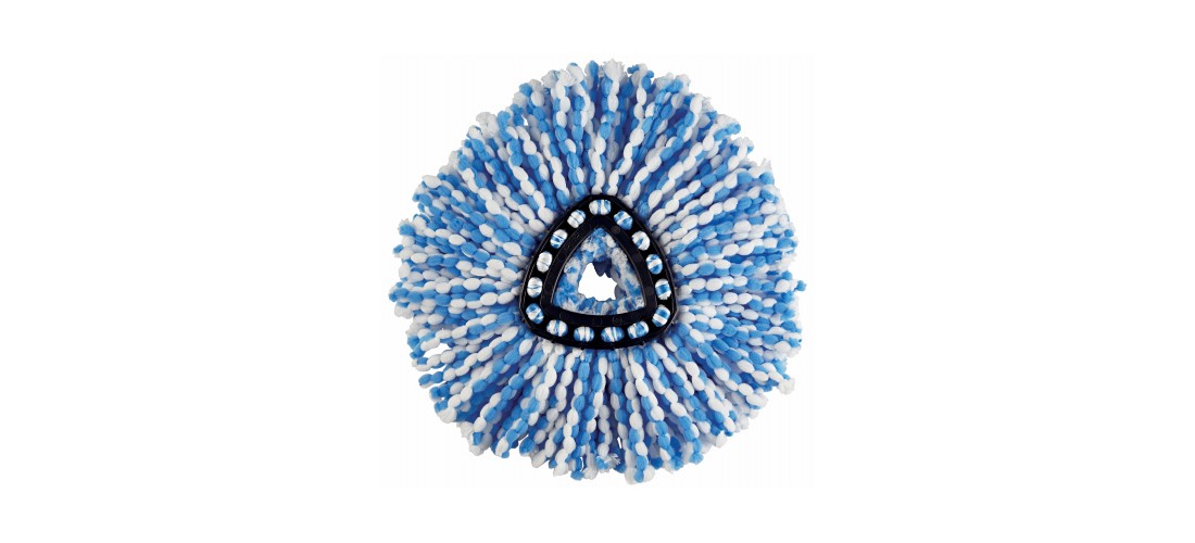 Mop Refill Easy Wring Rinse Clean 8″ W X 2″ L Wet Microfiber Blue/White