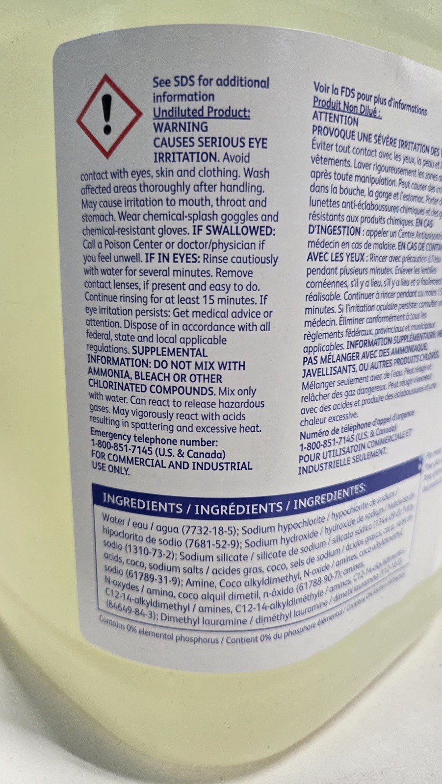 Diversey Suma Block Whitener D10.9, For Cutting Board Plastic Surfaces 1gal
