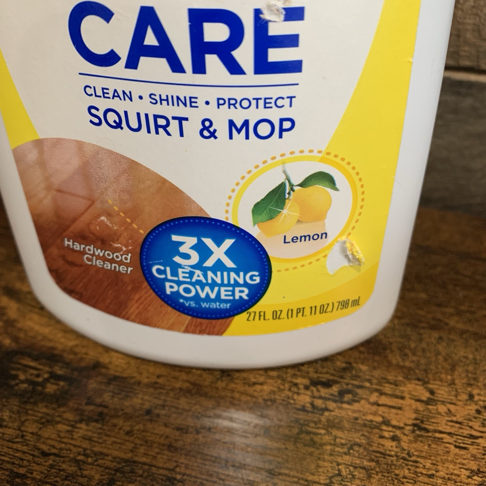 Pledge Floor Care Hardwood Cleaner Squirt & Mop Lemon Scent 27 Oz 95% Full