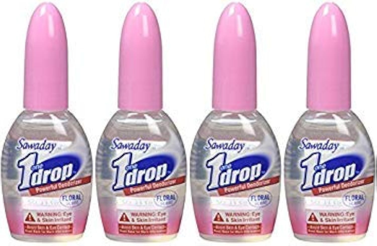 One-Drop Powerful Bathroom Deodorizer Floral 0.67 Fl Oz (Pack of 4), Pink