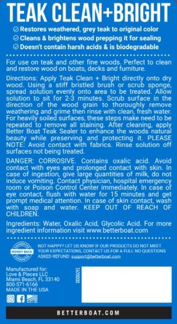 Better Boat Teak Cleaner and Brightener for Wood, Prepares for Teak Oil or Se…