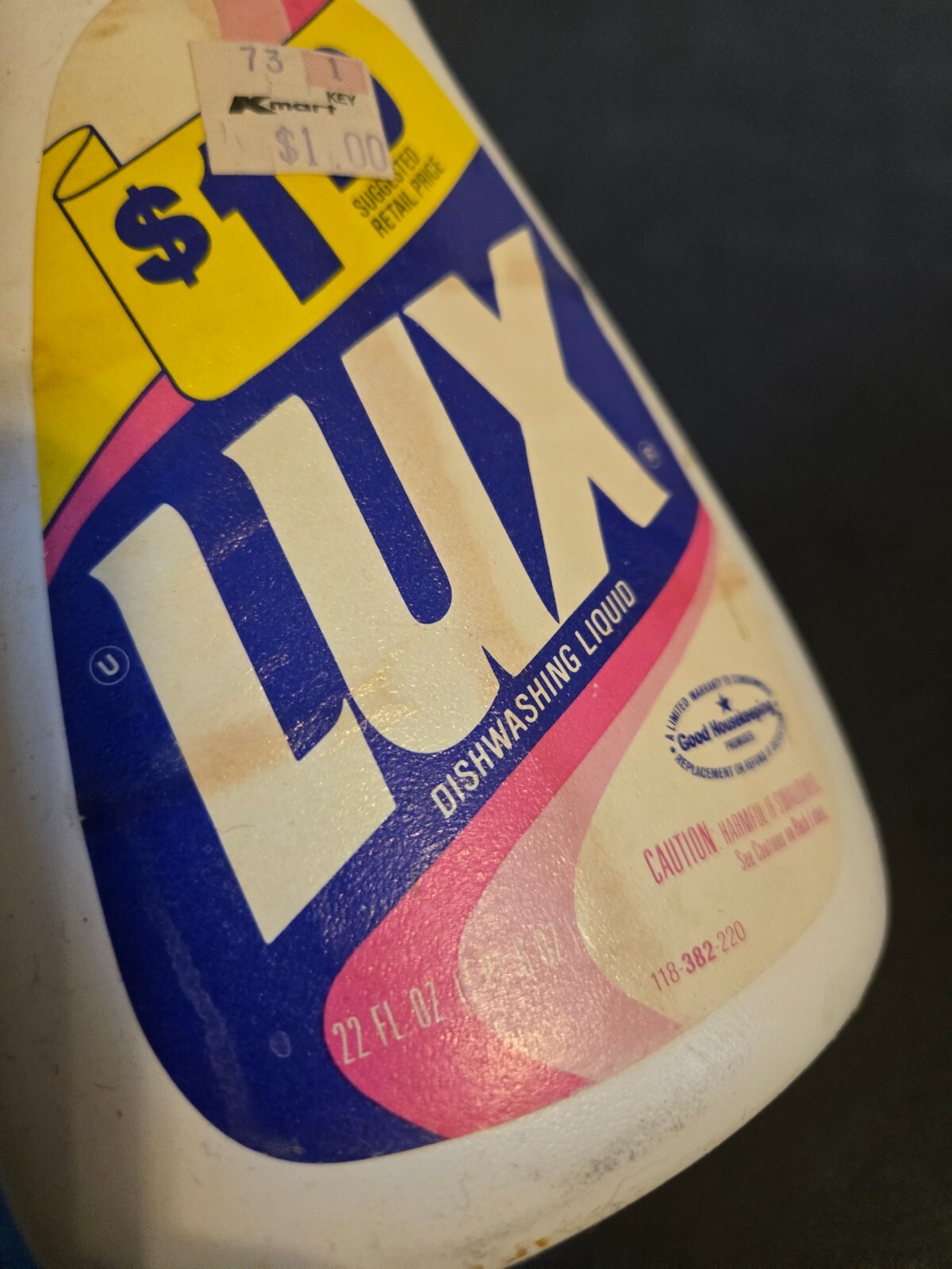Vintage Lever Brothers co. LUX Mild Dishwashing Liquid 22 oz 1980s dishwash Soap