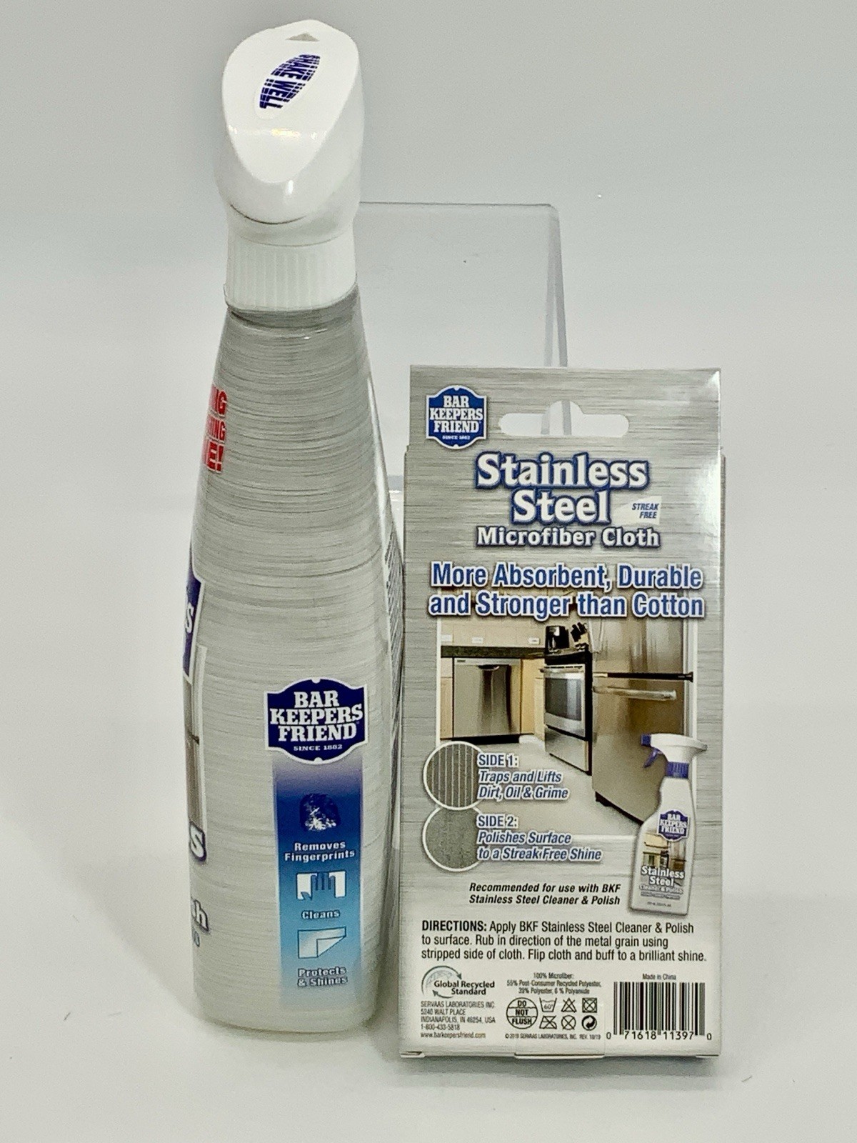 Bar Keepers Friend Stainless Steel Cleaner & Polish Spray Plus Microfiber Cloth