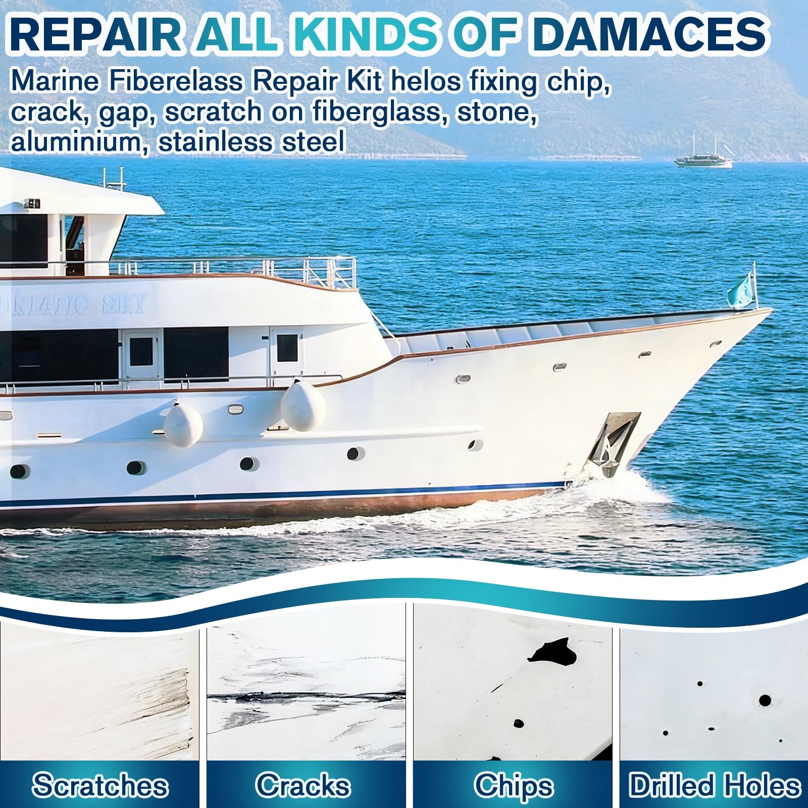 Fiberglass Boat Repair Kit – Marine-Grade Gel Coat Repair Kit for Boats Fiber…