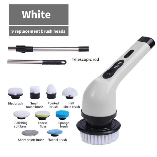 9-in-1 Electric Rotating Cleaning Brush Wireless Shower Scrubber Telescopic Hand