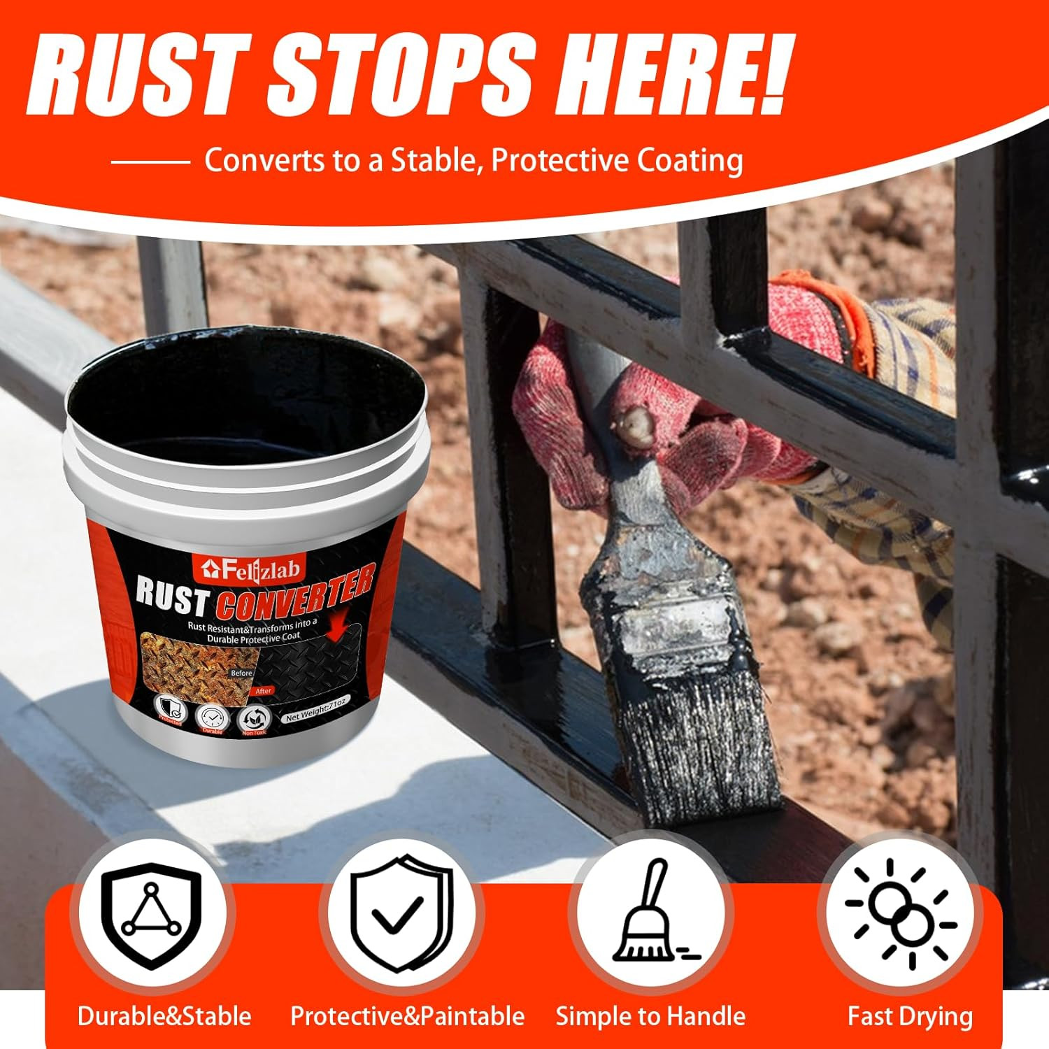 Black Rust Converter Metal Primer Chassis Paint Heat Resistant 71 Oz