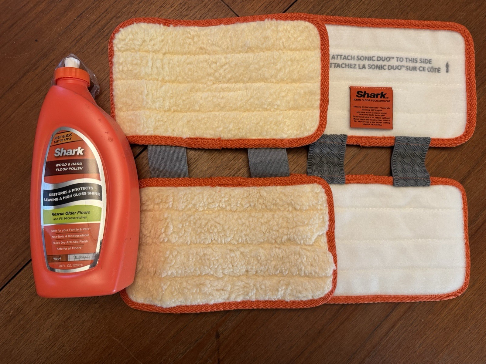 SHARK Wood & Hard Floor Polish 28 oz High Gloss + 2 Washable Pads NEW! Sonic Duo